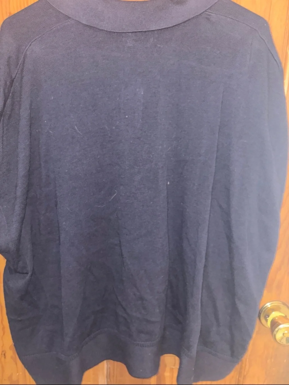 NWT Banana Republic Dark Navy Oversized Polo-Collar Linen Blend Knit Pullover - Picture 6 of 7